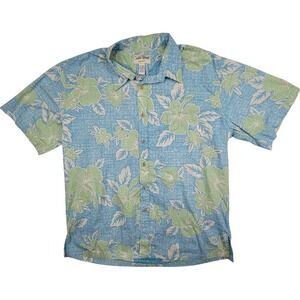Cooke Street Men's Hawaiian Shirt 2XL Cotton Blue Green Floral Print